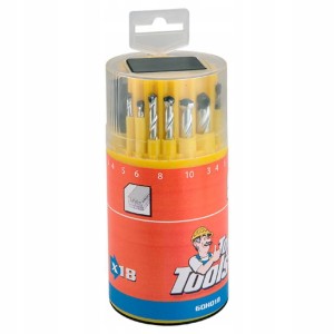 WIERTŁA RÓŻNE (METAL/BETON/DREWNO), ZESTAW 18 SZT.